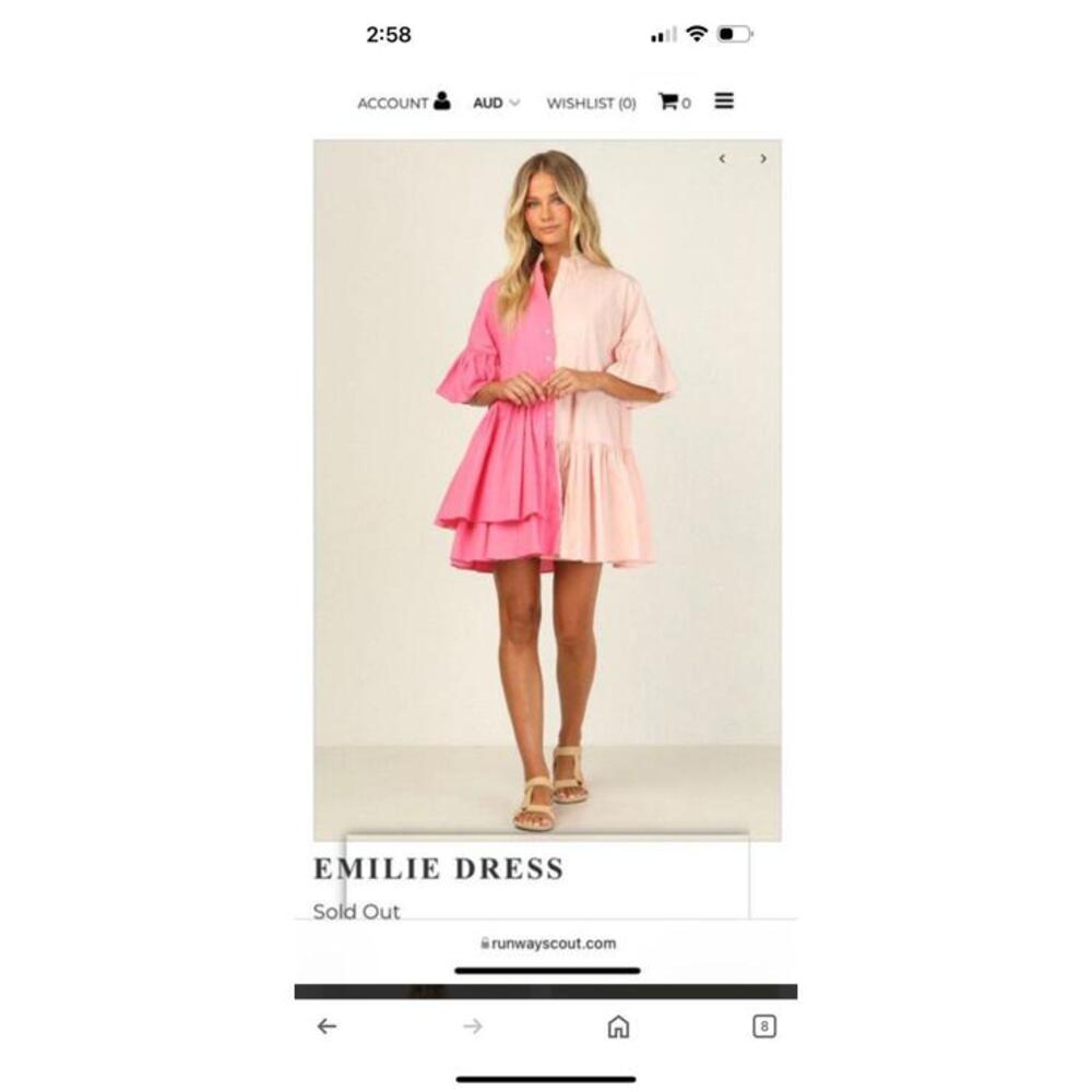 NWT Runway Scout Colorblock Button Up Mini Coral/Pink Dress Sz 14